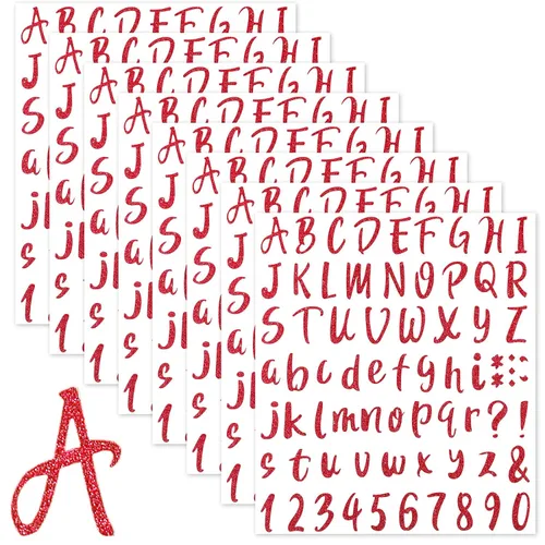 Vista 17 de 576 piezas de 8 hojas de calcomanías de letras de graduación, letras de vinilo autoadhesivas, calcomanías de números del alfabeto, calcomanías