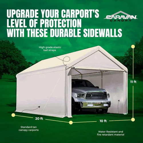Vista 4 de Toldo para Coche Caravan Canopy para Mega Domain con Correas, Ideal para Almacenamiento en Garaje, Cubierta de Garaje Inflable, Color Café