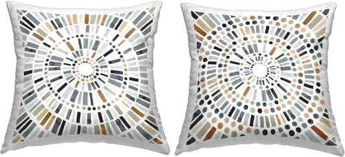 Vista 16 de Stupell Industries Cojín de tiro con estampado abstracto negro y amarillo para interiores, 18 x 18 pulgadas