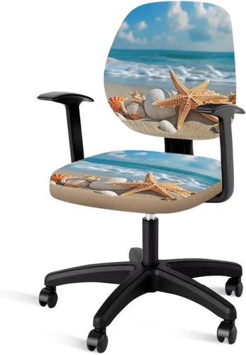 Funda para silla de oficina, con temática de playa, funda elástica para silla de oficina, funda elástica de 2 piezas, funda para silla de