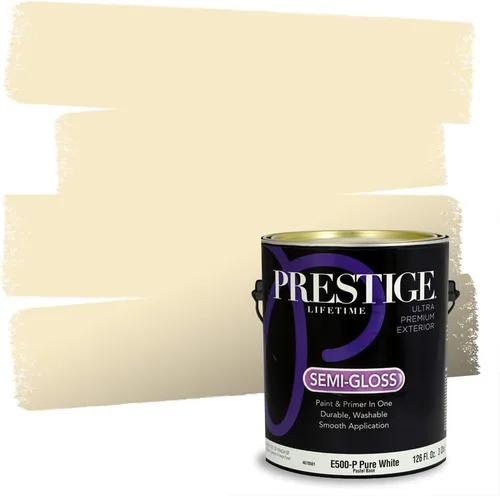 Vista 148 de PRESTIGE Pinturas de pintura exterior e imprimación en uno, 1 galón, plano, combinación comparable de Benjamin Moore* Manzanilla*