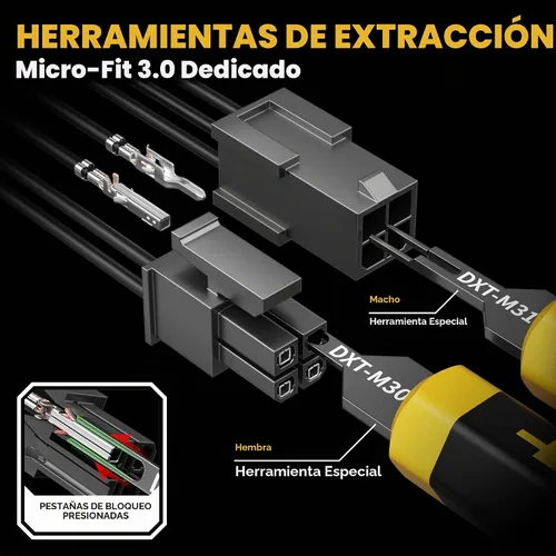 Vista 4 de Kit de herramienta de crimpado DxCRIMP Micro-Fit 3.0, 22 tipos de conectores de 2–20 pines con distancia entre ejes de 3.0mm, crimpador