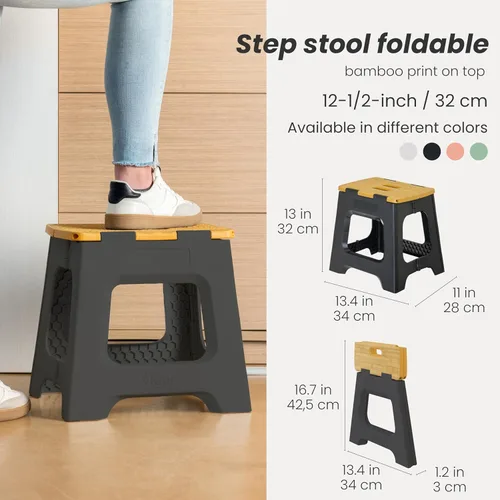 Vista 261 de Vigar Taburete compacto plegable, taburetes de 10-1/2 pulgadas para adultos de hasta 330 libras, taburete ligero, taburete plegable antideslizante