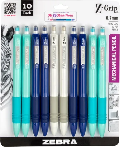 Zebra Pen Z-Grip Lápices Mecánicos, Tamaño de Punta de 0.7mm, Grafito HB #2, Suministros para Profesores y Suministros Escolares, Cañones de Colores