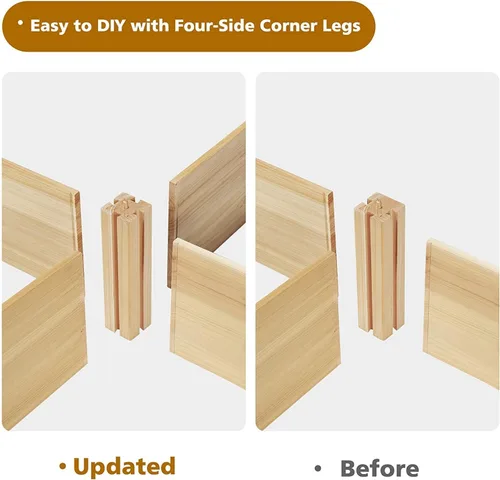Vista 4 de GRAFFY - Camas de jardín elevadas de madera en forma de U al aire libre, caja de maceta elevada de madera, contenedor de jardín para flores