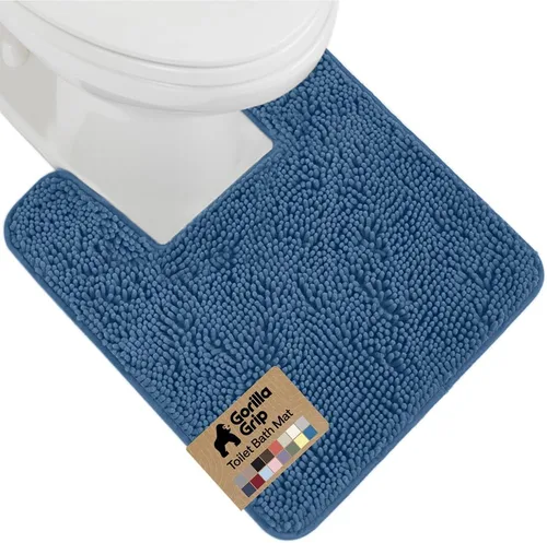 Vista 49 de Gorilla Grip - Tapete de baño afelpado, absorbente, peludo, de felpilla, para base de inodoro cuadrada, reverso de goma, suave, de microfibra, claro