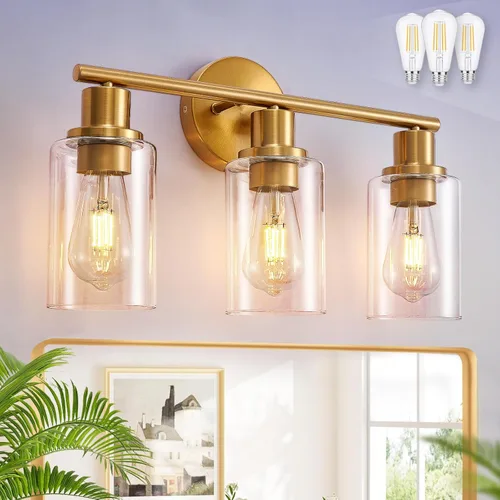 Vista 20 de DLLT Juego de dos apliques de pared: modernas lámparas de tocador de baño - Lámparas de tocador color negro mate con pantalla de vidrio transparente