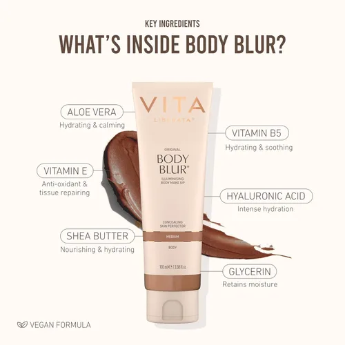 Vista 7 de Vita Liberata Desenfoque corporal, maquillaje de piernas y cuerpo. Base corporal perfeccionadora de la piel para bronce impecable, fácil aplicación