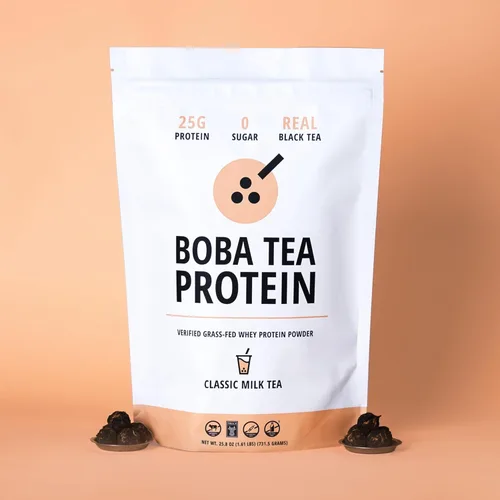 Vista 8 de Polvo de proteína de té de leche clásico 0.88 oz de proteína de suero de leche en polvo aislado Bebida de proteína de té de burbujas sin gluten
