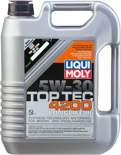 Liquimoly 2011 5W-30 Top Tec 4200 Aceite de motor 5 L, paquete de 4