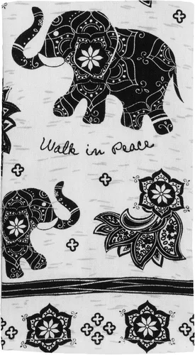 Vista 19 de Karma Gifts - Toalla de té bohemia en blanco y negro, perro, 28 pulgadas de largo x 20 pulgadas de ancho