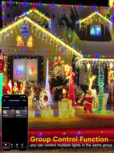 Vista 9 de Guhope Luces de Navidad inteligentes que cambian de color, 66 pies, 200 luces LED RGB de Navidad con aplicación y control remoto, luces impermeables