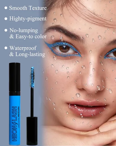 Vista 5 de Máscara de pestañas de color con brillo UV, volumen y longitud, 3 unidades, amarillo, verde, naranja, resistente al agua, para pestañas, rizado