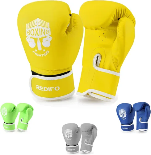 Vista 13 de Guantes de Boxeo para Niños, Guantes de Entrenamiento de Espuma de Esponja para Sparring, Boxeo Tailandés Kick Boxing para Niños y Jóvenes