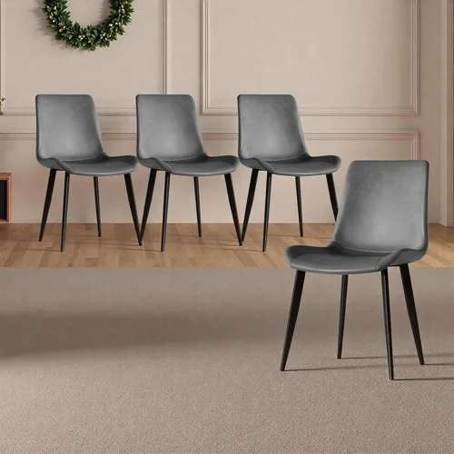 Vista 2 de Dining Chairs Set of 4, Modern Design PU Leather Metal Dining Room Chairs, Kitchen Table & Chair Sets, Desk Chair for Home Office Restaurant,Grey