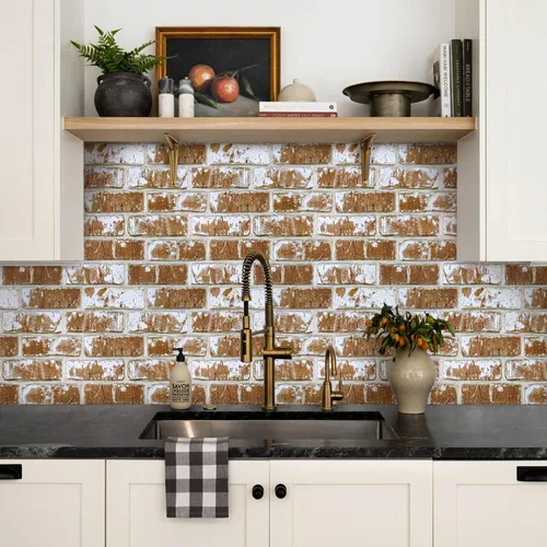 Vista 25 de Commomy 10 paneles de pared de ladrillo sintético 3D de 11.8 x 11.8 pulgadas, tamaño pequeño, de PVC, para despegar y pegar, azulejos autoadhesivos