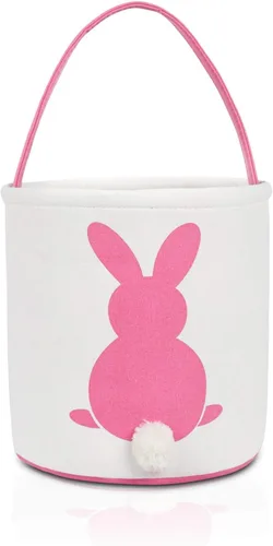 Vista 11 de MONOBLANKS Cesta de conejo de Pascua, bolsa de transporte de regalos y caza de huevos, bolsa de lona de conejo para juguetes (A-azul)
