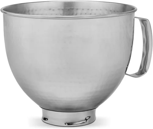 Vista 2 de Tazón de acero inoxidable KitchenAid de 5 cuartos para todas las batidoras de pie de cabeza inclinada de 4.5-5 cuartos KSM5SSBHM, acero inoxidable