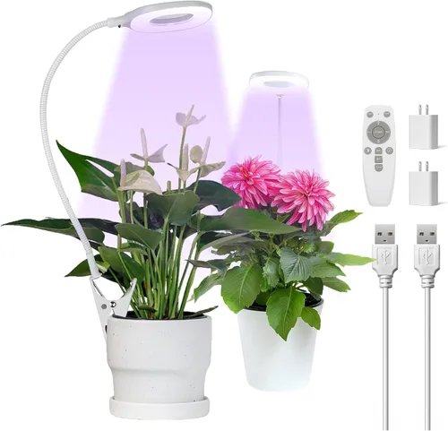 Luces de cultivo para plantas de interior, luces de crecimiento con clip para plantas pequeñas, lámpara de crecimiento de espectro completo rojo,