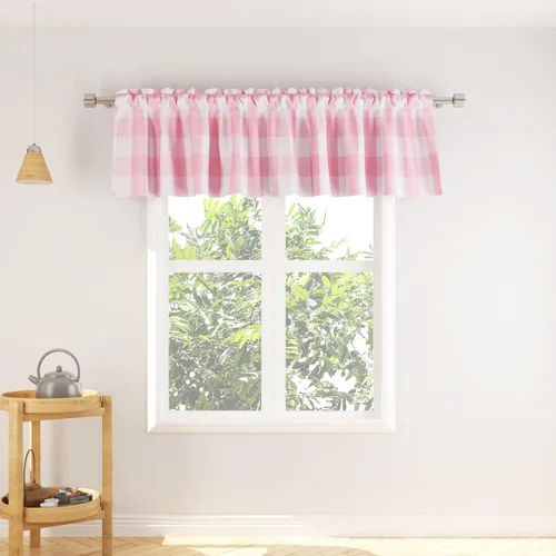 Vista 48 de Cenefas de cortina para ventana de 16 pulgadas de largo, 2 paneles de cuadros búfalo, cortinas pequeñas con bolsillo para barra, estilo clásico