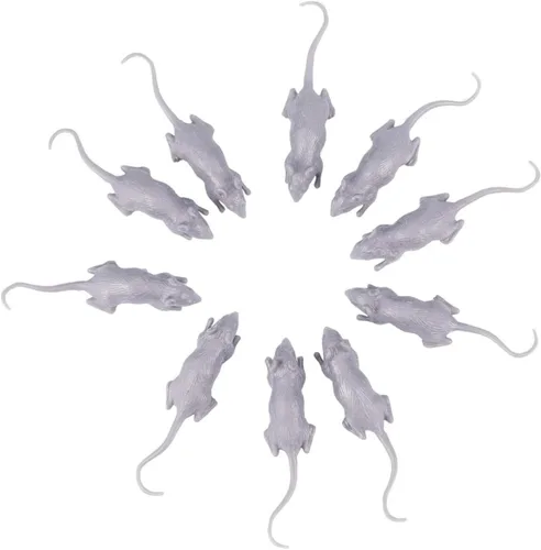 Uonlytech 10pcs Halloween Plastic Simulation Mouse Prank Lightweight Realistic Fake Mice for Party Decorations Indoor Outdoor Tricky Prop for Scary