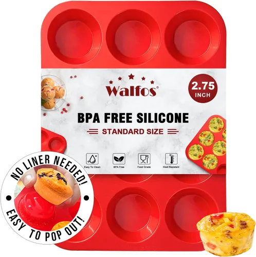 Vista 15 de Juego de moldes de silicona para magdalenas Walfos - Molde de silicona regular de 12 tazas y molde de cupcakes mini de 24 tazas - Libre de BPA