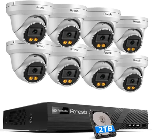 Vista 11 de Sistema de cámara de seguridad PoE 4K, 6 cámaras domo de vigilancia IP con cable de 8MP con detección de vehículos personales, luces duales