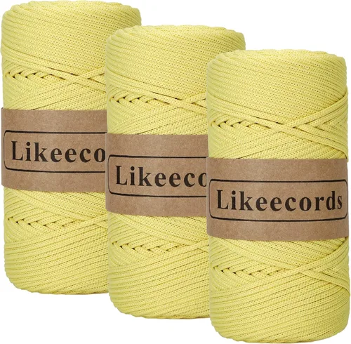Vista 24 de Likeecords Cordón de macramé trenzado de poliéster de 0.157 in, 140 yardas, 426 pies, hilo elástico para bolsa de ganchillo para manualidades