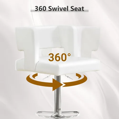Vista 44 de Juego de 2 taburetes de bar de altura de asiento ajustable de 26-35 pulgadas, taburete giratorio de altura de mostrador con cojín de cuero, sillas