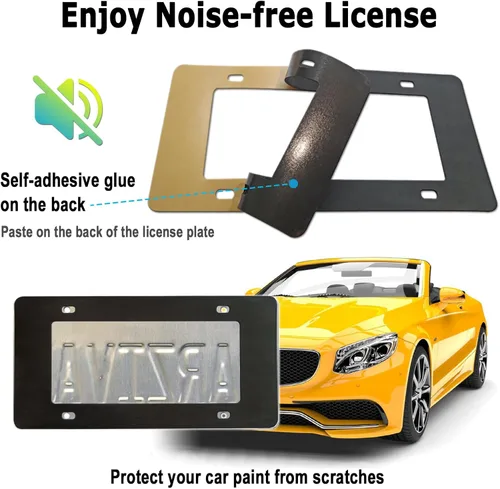 Vista 8 de Marcos de matrícula negro mate, soporte de aluminio inoxidable para placa de automóvil, 2 unidades de soporte delgado delantero trasero