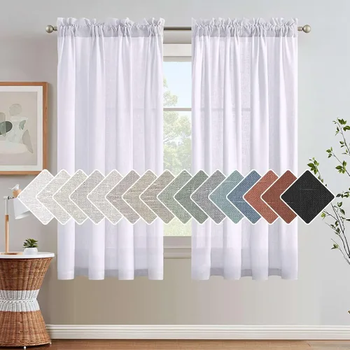 Vista 38 de H.VERSAILTEX Cortinas texturizadas de lino con filtro de luz para sala de estar, tratamiento de ventanas, cortinas naturales y duraderas