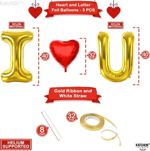Vista 2 de KatchOn, Globos con texto en inglés "I Love You", 40 pulgadas, globos de corazón de papel de aluminio rojo, globos con texto en inglés "I Love You