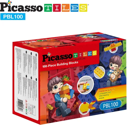 Vista 9 de PicassoTiles Juego de 200 piezas de bloques de construcción de ladrillos de construcción grandes, juego de ladrillos STEM, juego de aprendizaje