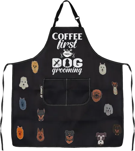 JXGZSO Delantal de aseo para perros, regalos de peluquería para perros, regalos para estilista de perros, primer delantal de café, delantal de aseo
