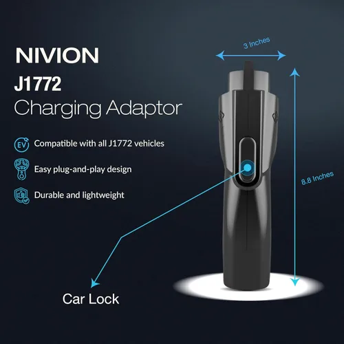 Vista 3 de [Actualizado] Adaptador de carga NIVION 80A NACS (CA) a J1772 – 250 V para J1772 EVs y PHEVs – Compatible con conectores, conectores de pared