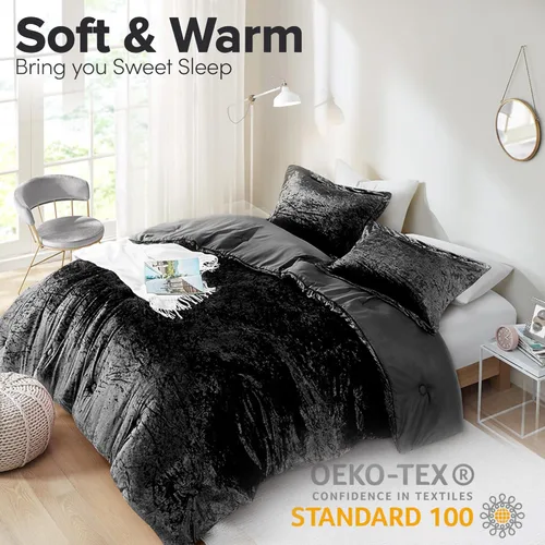 Vista 2 de Comfort Spaces Juliette Luxe - Juego de edredón de terciopelo exuberante con reverso de microfibra cepillada suave, juego de ropa de cama