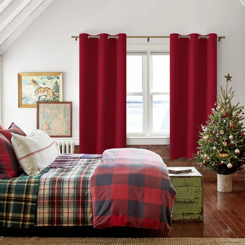 Vista 6 de Hiasan Cortinas opacas para dormitorio y sala de estar, bloqueo de luz, paneles de cortina de ventana que reducen el ruido, alzapaños incluidos