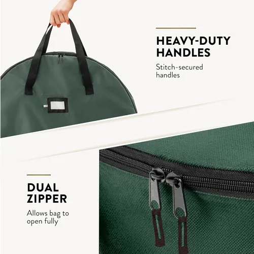 Vista 4 de Zober Contenedor de almacenamiento de corona de Navidad, bolsa de corona de 36 pulgadas para coronas artificiales, almacenamiento de corona