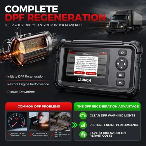 Vista 2 de Launch Escáner de camión resistente CRP129HD con regen DPF y más de 7