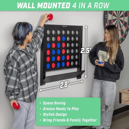 Vista 2 de GoSports Gigante de Pared 4 en Línea - Jumbo Cuatro en Línea con Fichas - Negro