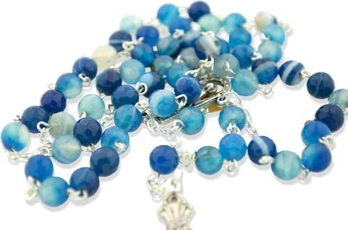 Vista 2 de Venerare Hermoso rosario católico italiano con cuentas de vidrio