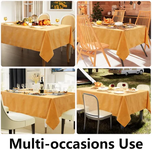 Vista 6 de Smiry Mantel rectangular de lino sintético, mantel de tela lavable impermeable, fundas decorativas lavables para cocina, comedor, fiestas, 60 x 102