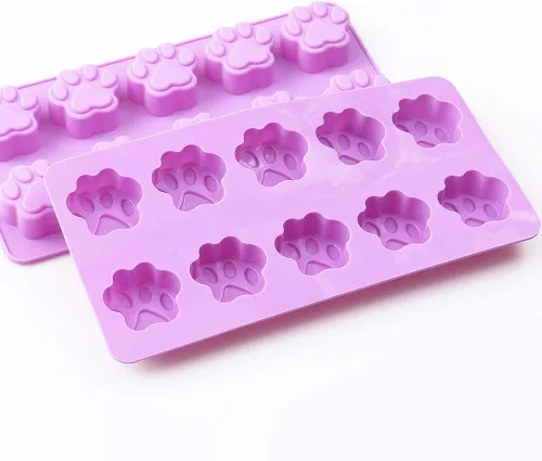 Vista 4 de Moldes de silicona en forma de pata de perro, 10 cavidades, grado alimenticio, para chocolate, dulces, pasteles, pudín, gelatina. 4
