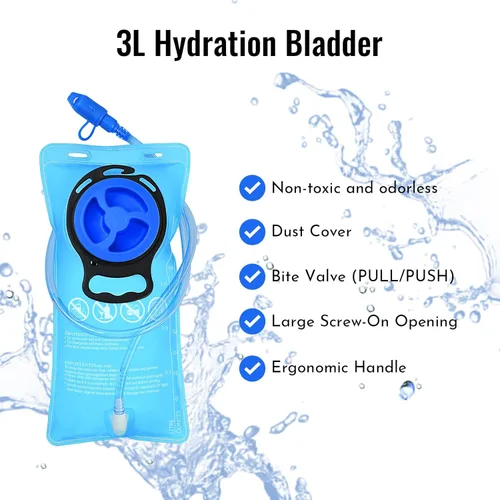 Vista 6 de Zavothy Mochila de senderismo multiusos de 18 litros con bolsa de agua de 3 L, mochila de hidratación duradera con compartimento aislado
