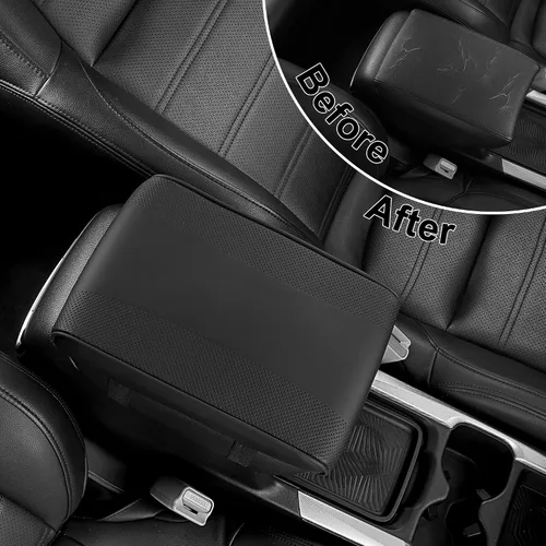 Vista 5 de SEG Direct Funda para consola central de automóvil, funda de cuero transpirable para reposabrazos de automóvil, cojín de espuma viscoelástica, funda