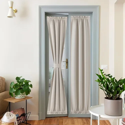 Vista 22 de NICETOWN Cortinas de Lino para Puerta Lateral - Cortinas Opacas con Aislamiento Térmico para Puerta Delantera Francesa para Sombra Pequeña