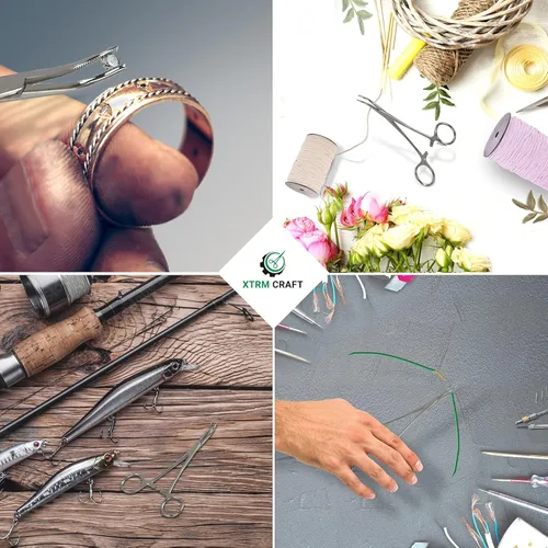 Vista 2 de Pinzas de bloqueo multiusos de hemostático Pean rectas y curvas con dientes serrados, de acero inoxidable - Hemostáticos para enfermeras, fórceps