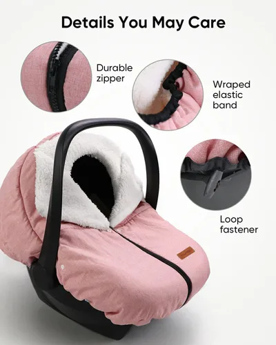 Vista 8 de TinlyFinly Funda de Asiento de Coche de Invierno para Asiento de Coche y Silla de Paseo para Bebé, Capota de Asiento de Coche para Clima Frío