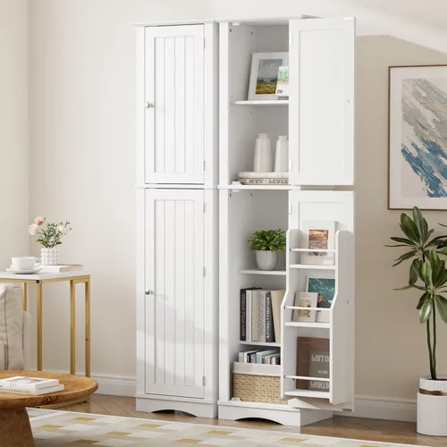 Vista 9 de Function Home - Gabinete alto de almacenamiento para baño, despensa de cocina delgada de 64" con almacenamiento con puerta, gabinetes independientes