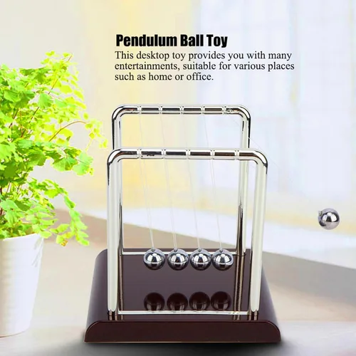 Vista 2 de Square Shape Balance Pendulum Ball Toy, Newton Cradle with Solid Metal Balls, Physics Toy for Office Desk Table Decoration, Stress Relief Gift